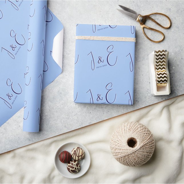 Moderne Anfangsbuchstaben von Paaren & Datum Babyb Geschenkpapier (Von Creator hochgeladen)