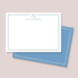 Moderne Anfangsmonogramm-Briefpapier mit blauem Ra Mitteilungskarte