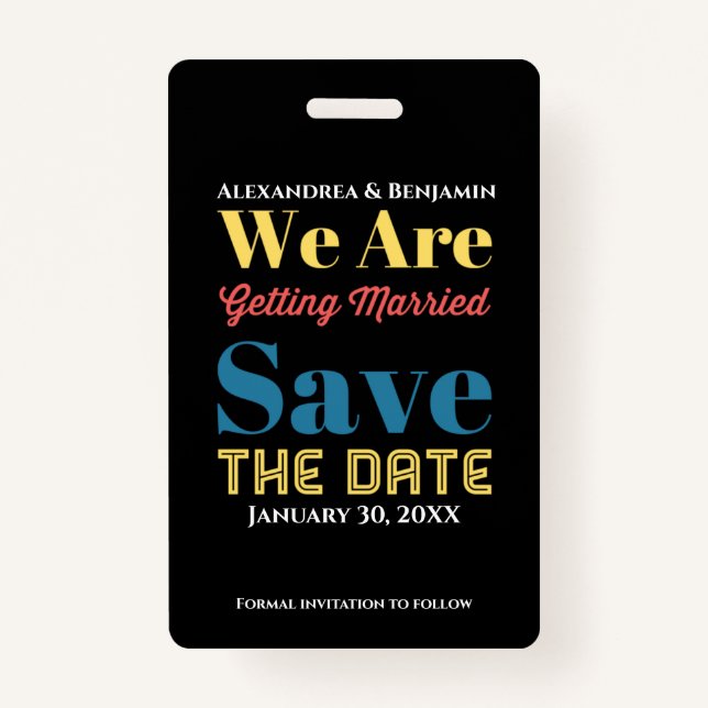 Moderne Ankündigung Datum freihalten Ausweis (Vorderseite)