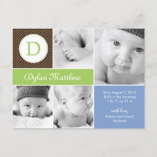 Moderne Ankündigung der Geburt - Blau