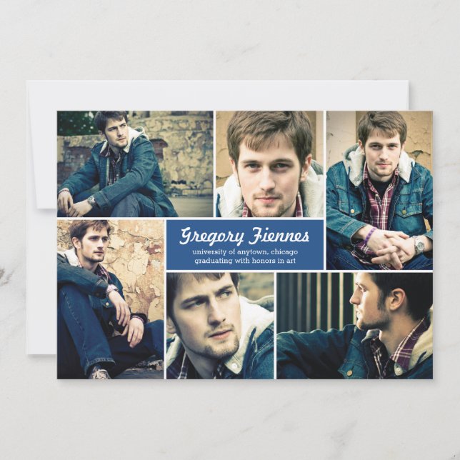 Moderne Ankündigung des 6-Foto-Abschlusses in Blue (Vorderseite)