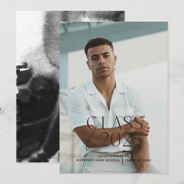 Moderne Ankündigung des Abschlusses "Simple Black  (Vorne/Hinten)