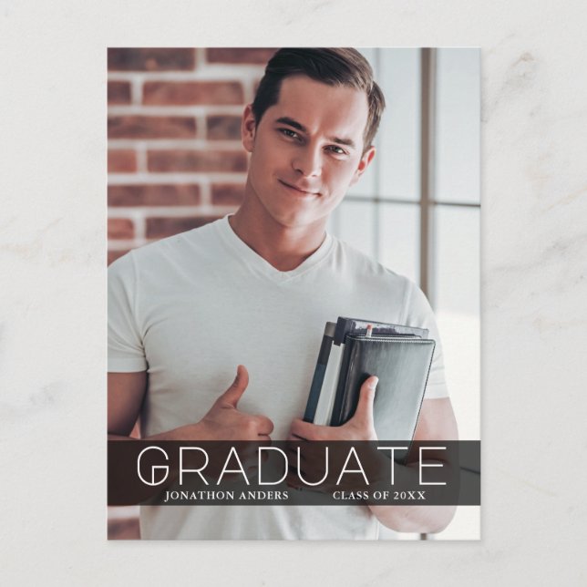 Moderne Ankündigung des Minimal Foto BK Graduate Postkarte (Vorderseite)
