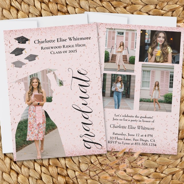 Moderne Ankündigung von Abschluss einladen | Grad  (Graduation invitations and announcements card with photo, personalized,fully custom graduation card )
