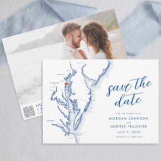 Moderne Annapolis Chesapeake Bay Map Hochzeit Save The Date