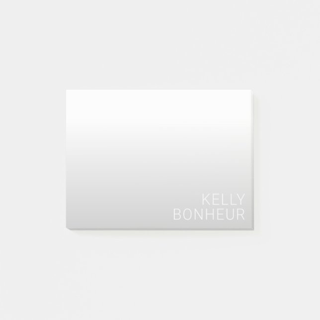 Moderne anpassbare Name | Grauer Gradient Post-it Klebezettel (Vorderseite)