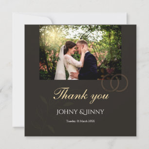 Moderne, anpassbare schwarze Hochzeit Dankeskarte