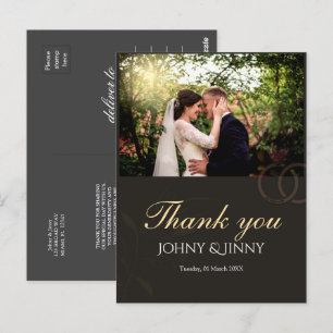 Moderne, anpassbare schwarze Hochzeit Postkarte