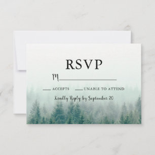 Moderne Antwortkarte Misty Pines RSVP Karte
