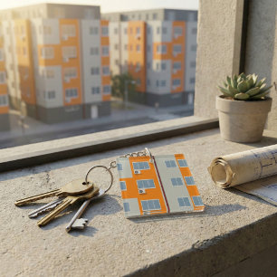 Moderne Apartment-Wohnanlage mit Klimaanlagen  Schlüsselanhänger