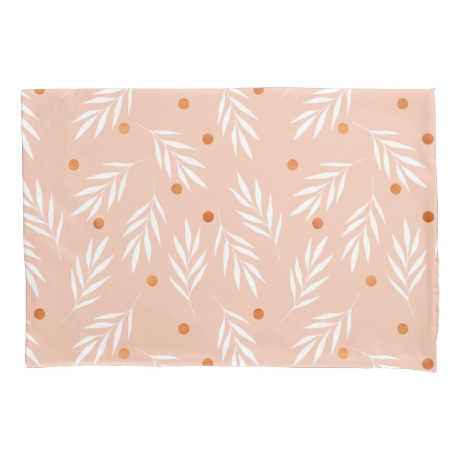 Moderne Apricot-Rosa Blätter Muster Kissenbezug (Vorderseite)