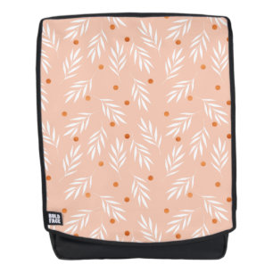 Moderne Apricot-Rosa Blätter Muster Rucksack