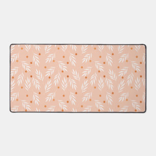 Moderne Apricot-Rosa Blätter Muster Schreibtischunterlage
