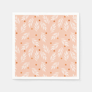 Moderne Apricot-Rosa Blätter Muster Serviette