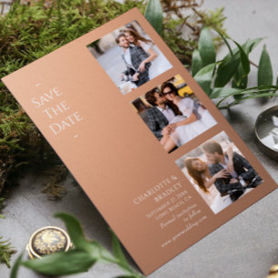 Moderne Apricot-Vier-Foto-Hochzeitscollage Save The Date