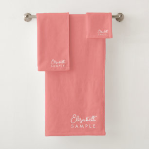 Moderne Apricot Vorlage gegliederter Name Beste Badhandtuch Set