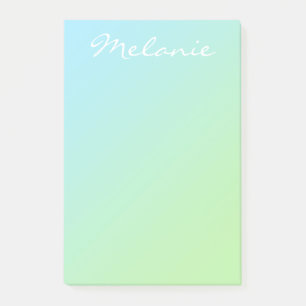 Moderne Aqua-Blau-Grün-Ombre-Schrift Post-it Klebezettel