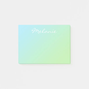 Moderne Aqua-Blau-Grün-Ombre-Schrift Post-it Klebezettel