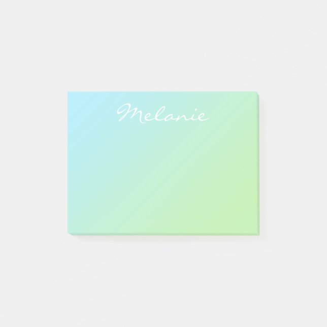 Moderne Aqua-Blau-Grün-Ombre-Schrift Post-it Klebezettel (Vorderseite)