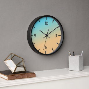 Moderne Aqua-Blau- und Korallengelb-Strandverlauf Uhr
