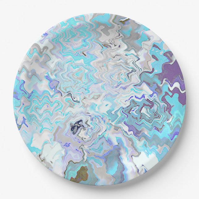 Moderne Aqua Blue Design Frühjahr-Chic Pappteller (Vorderseite)