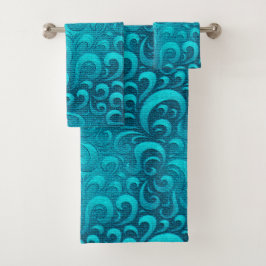 Moderne Aqua Blue Trendy Badhandtuch Set