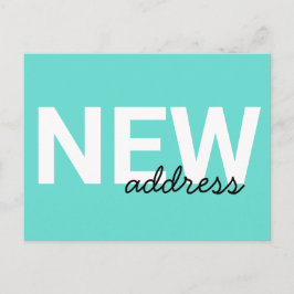 Moderne Aqua Blue Typografy Moving Ankündigung Postkarte