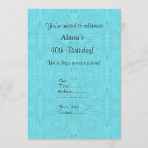 MODERNE AQUA BUBBLE SWIRLS INVITATION PARTI