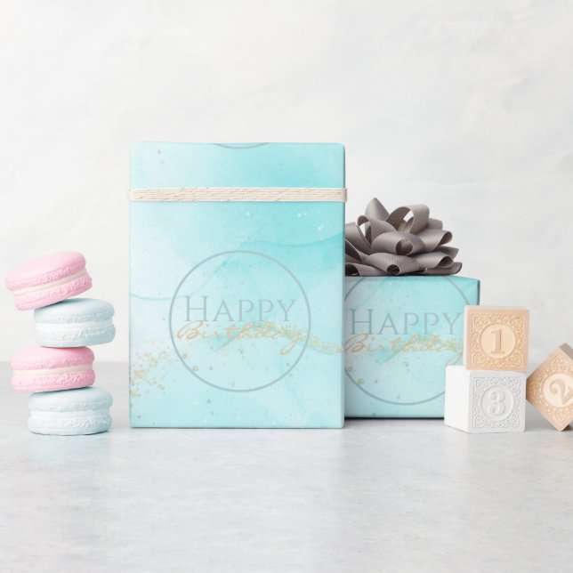 Moderne Aqua Gold Alkohol Am Meer Geschenkpapier (Babyparty)