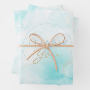 Moderne Aqua Gold Alkohol Am Meer Geschenkpapier Set