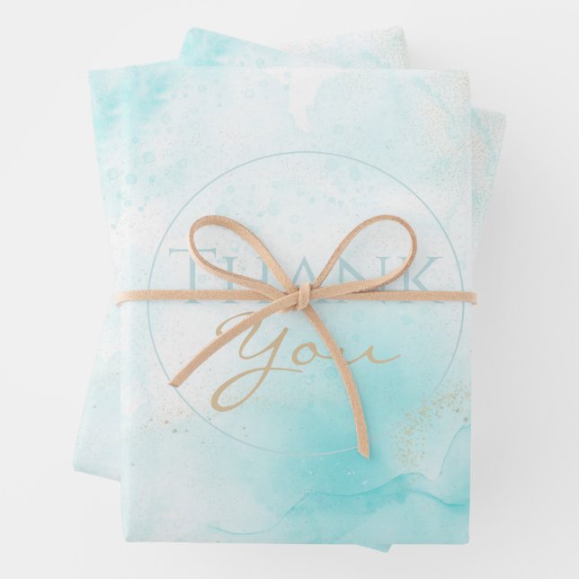 Moderne Aqua Gold Alkohol Am Meer Geschenkpapier Set (Beispiel)