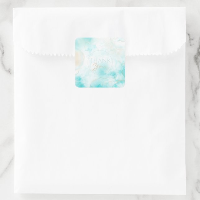 Moderne Aqua Gold Alkohol Am Meer Quadratischer Aufkleber (Tasche)