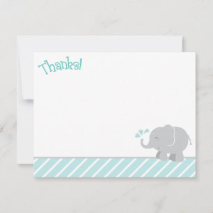 Moderne Aqua-Grau-Elefanten-Baby-Party Mitteilungskarte