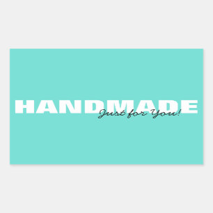 Moderne Aqua Handmade für Ihr Business oder Gesche Rechteckiger Aufkleber