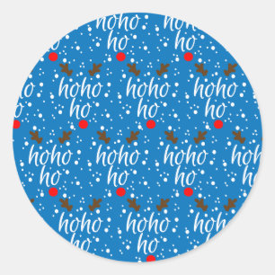 Moderne Aqua Ho-Ho-Ho Weihnachts Schrift Runder Aufkleber