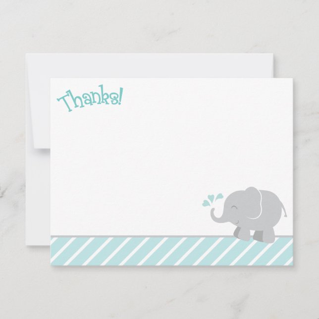 Moderne Aqua und graue Elephant Boy Baby Dusche Mitteilungskarte (Vorderseite)