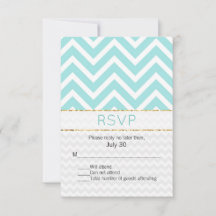 Moderne Aqua Zickzack Wedding RSVP Card