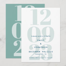 Moderne Aquamarin Datumstyppografie Save The Date