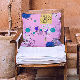 Moderne, Aquamarin-gelbe asbtract-Blume in Rosa Kissen