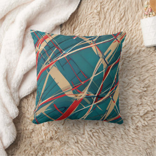 Moderne Aquamarin, Red & Tan Kissen