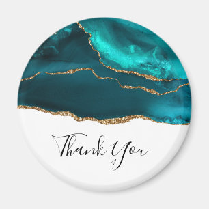 Moderne Aquamarine Agate & Gold Ribbon Vielen Dank Magnet