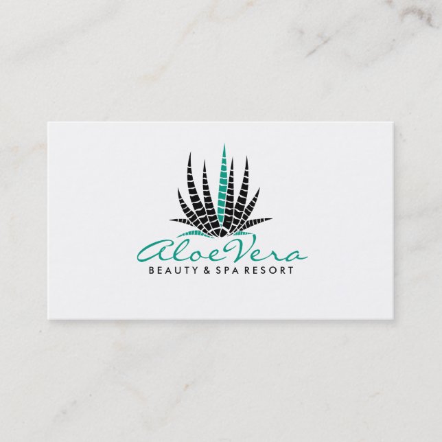 Moderne Aquamarine Aloe Vera Einfache Illustration Visitenkarte (Vorderseite)