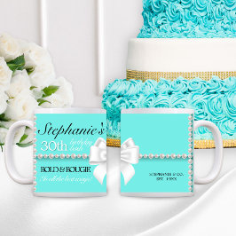 Moderne Aquamarine Aqua Tiffany Bold & Bougie Birt Kaffeetasse