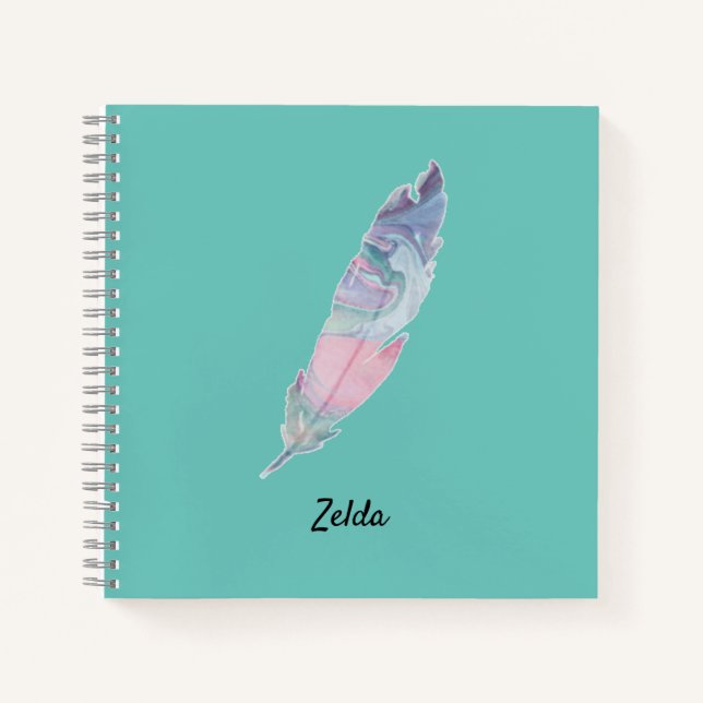 Moderne Aquamarine Blu- und Rosatmosphäre Notizbuch (Vorderseite)