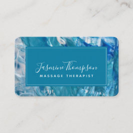 Moderne Aquamarine Blue Abstrakt Art Round Busines Visitenkarte