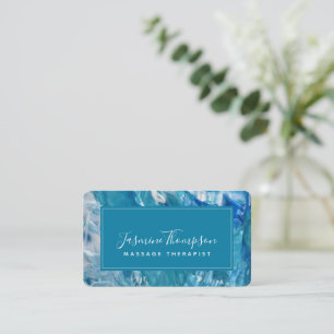 Moderne Aquamarine Blue Abstrakt Art Round Busines Visitenkarte