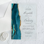 Moderne Aquamarine Blue Gold Agate Hochzeit Acryleinladungen<br><div class="desc">Der links Rand dieser eleganten,  modernen Hochzeitseinladung besticht durch eine aquamarine,  blaue Aquarellgrenze mit vergoldetem Imitat-Glitzer. Der anpassbare Text kombiniert handschriftlich,  kopperplate und kursiv Schriftart in Holzkohlegrau auf einem klaren Hintergrund.</div>