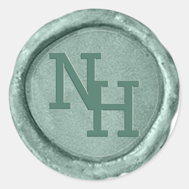 Moderne Aquamarine Blue Wax Siegel Monogram Weddin Runder Aufkleber (Vorderseite)