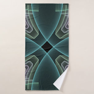 Moderne Aquamarine geometrische Fraktal-Grafik Badehandtuch