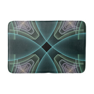 Moderne Aquamarine geometrische Fraktal-Grafik Badematte